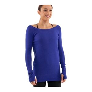 Lululemon Chai Time Pullover II Heathered Pigment Blue Bl/Wh Narrow Bold Stripe